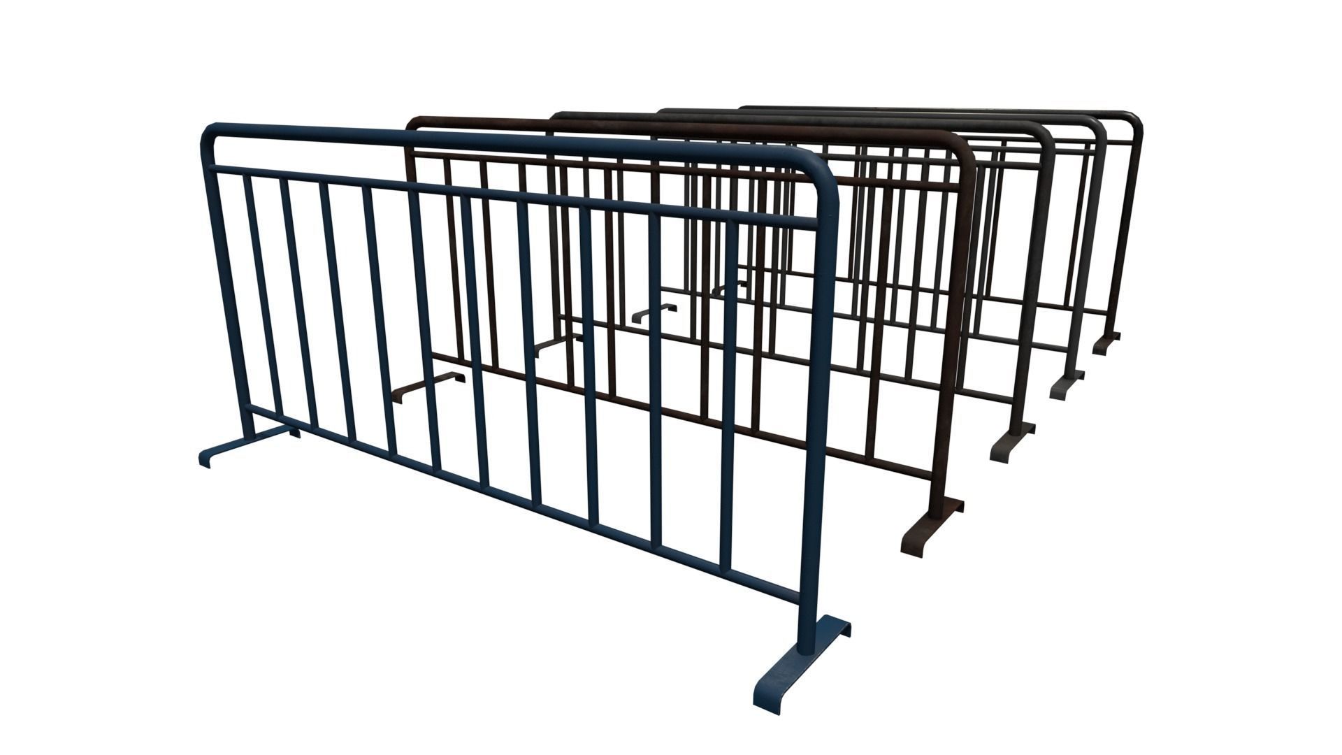 Temporary Steel Barriers Low-poly 3D model_8
