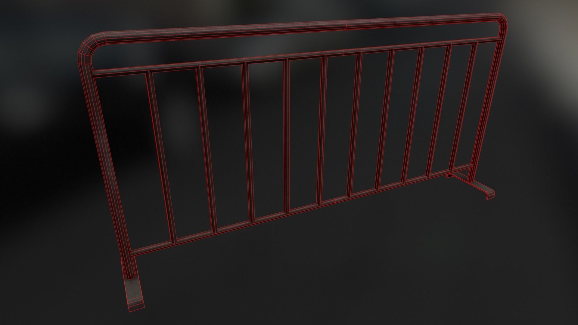 Temporary Steel Barriers Low-poly 3D model_9
