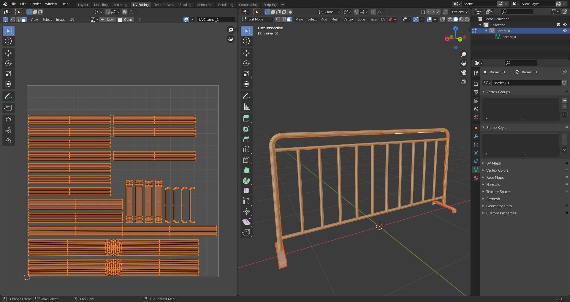 Temporary Steel Barriers Low-poly 3D model_1