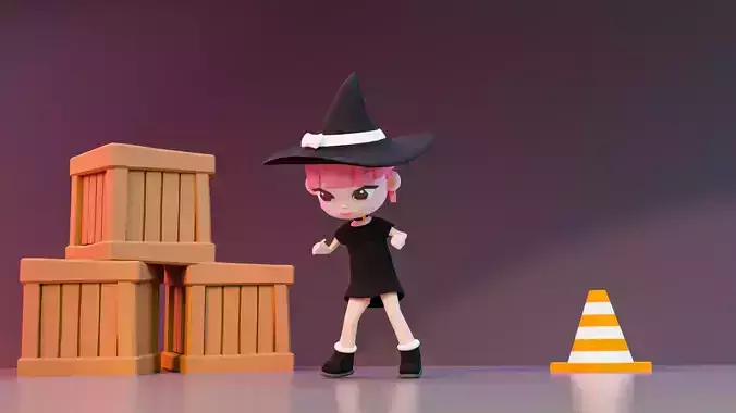 Little Girl with pink hair