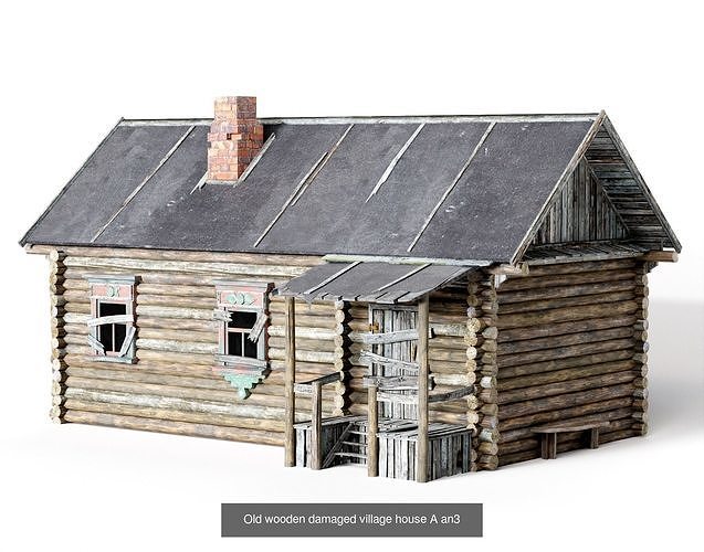 package  of 14 Wooden old damaged houses building as1da1rf1 6