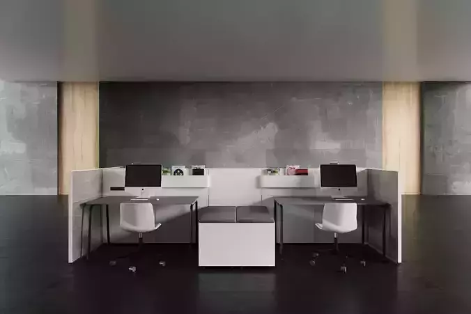 Modern Office Table and Chair Set 3D Model Scene set3 3D model