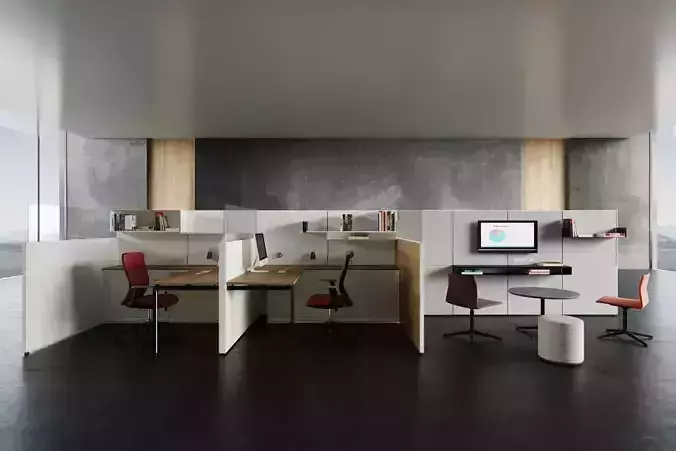 Modern Office Table and Chair Set 3D Model Scene set1 3D model