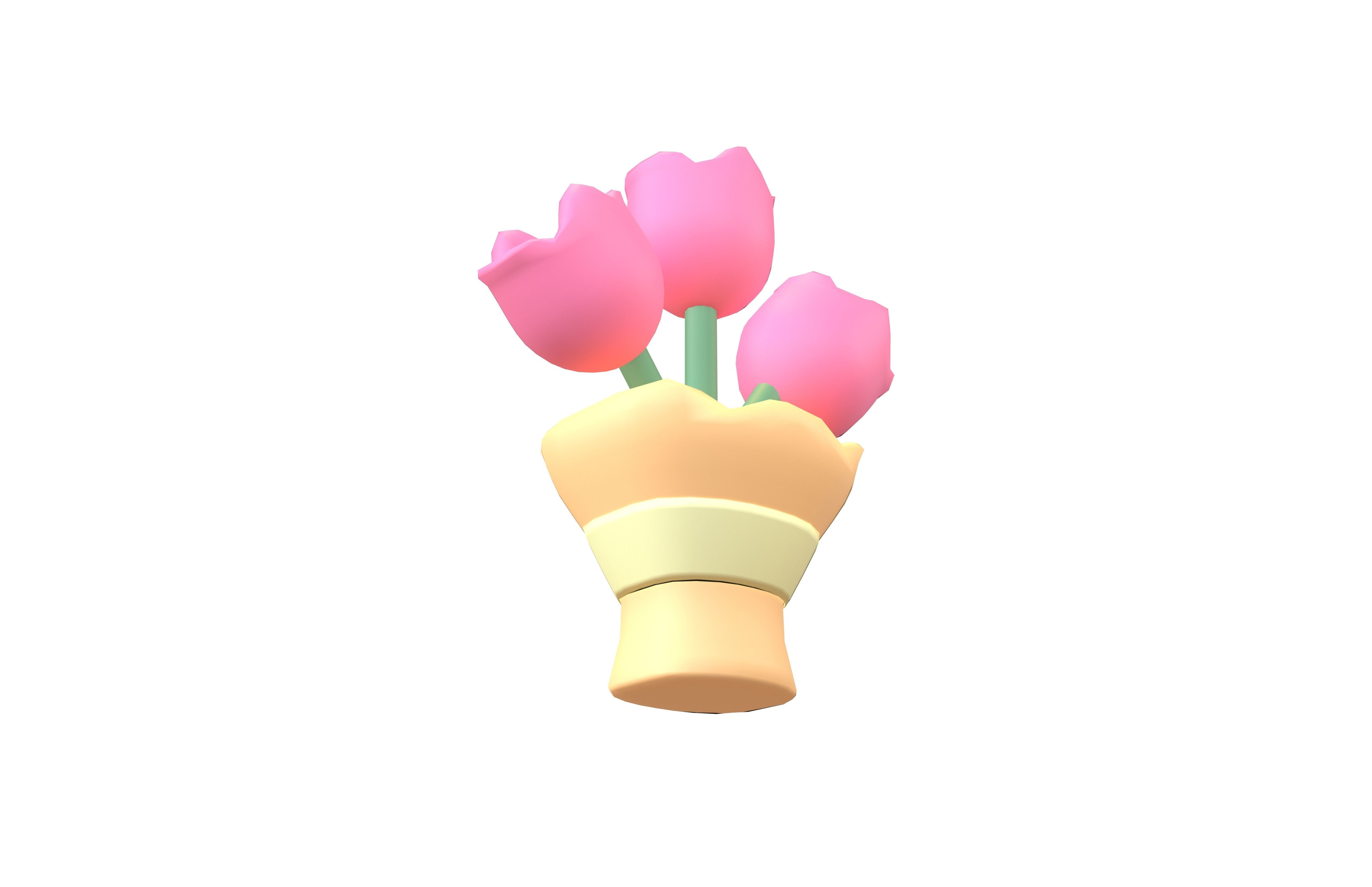 Flower Bouquet Icon v1 003 Low-poly 3D model_3