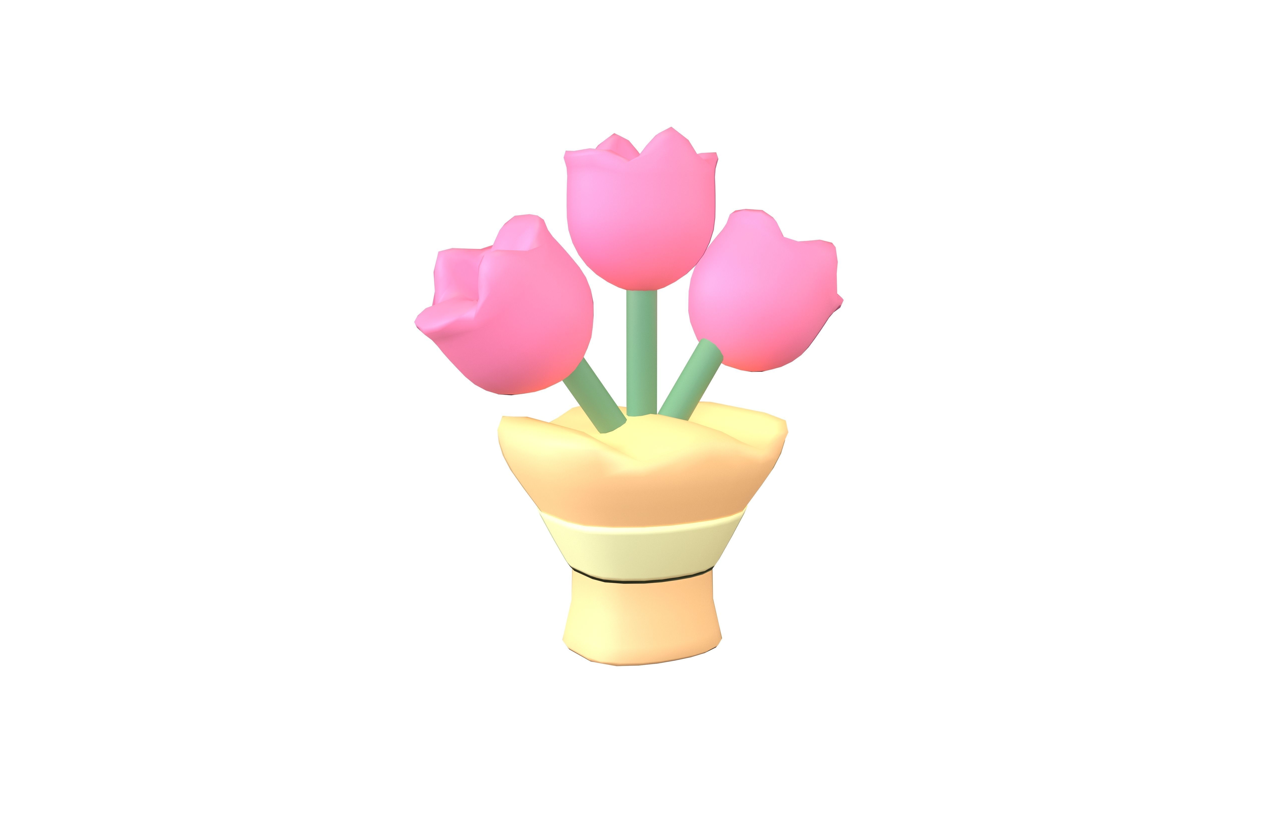 Flower Bouquet Icon v1 003 Low-poly 3D model_1