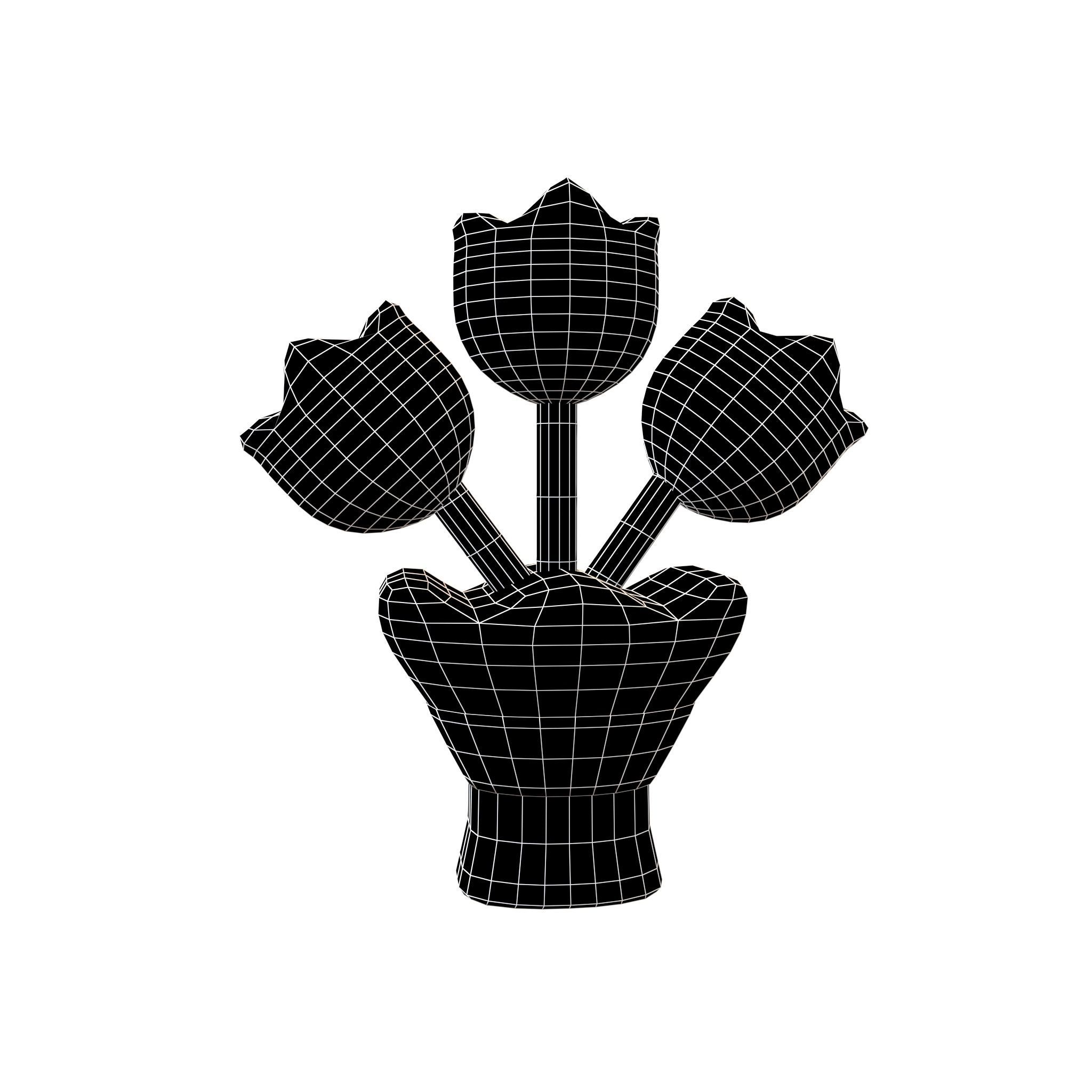 Flower Bouquet Icon v1 003 Low-poly 3D model_4