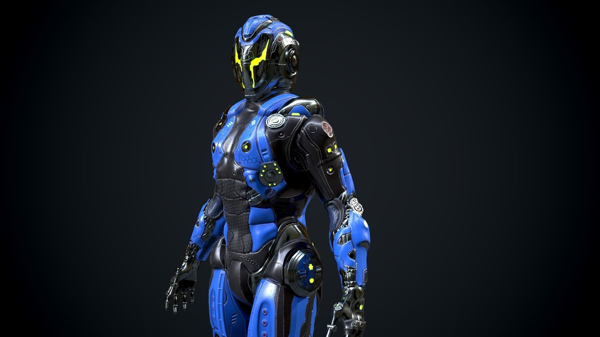 Cyborg Low-poly 3D model_9