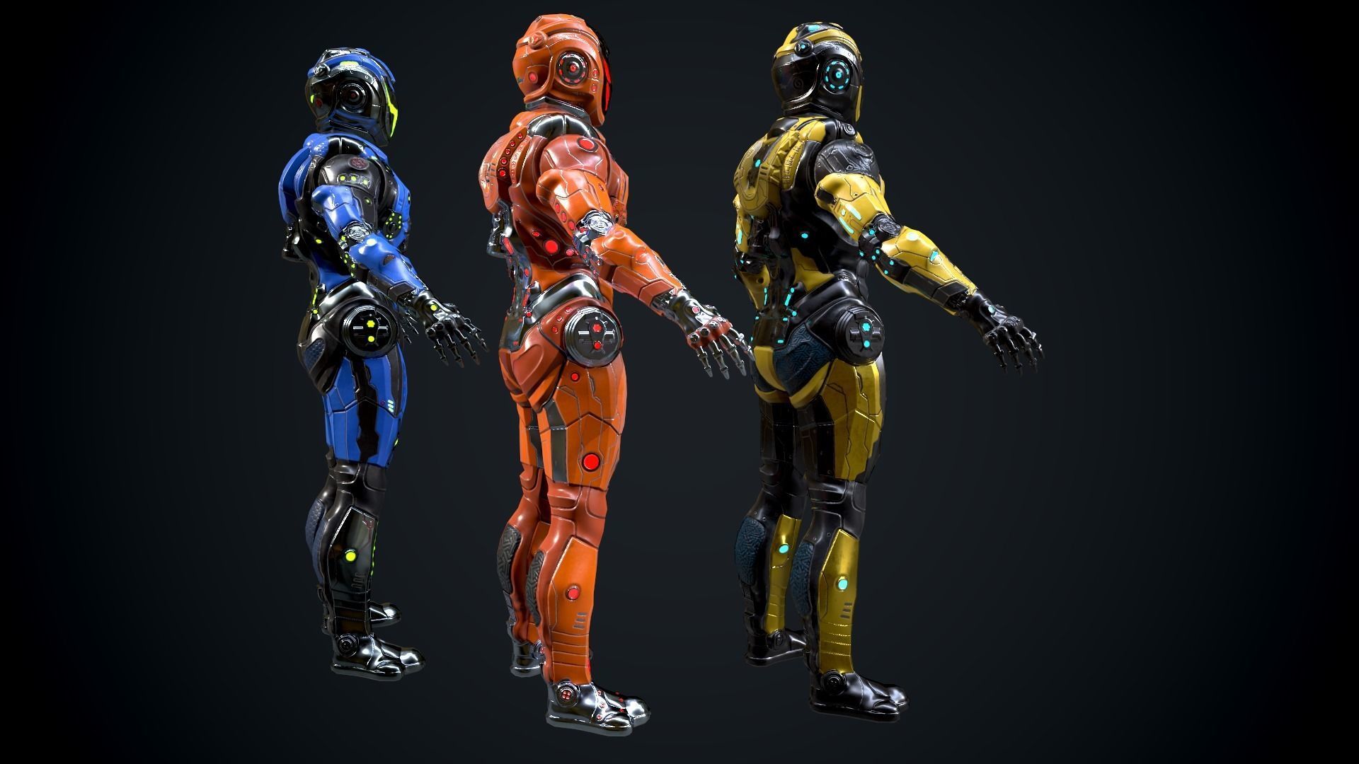 Cyborg Low-poly 3D model_19