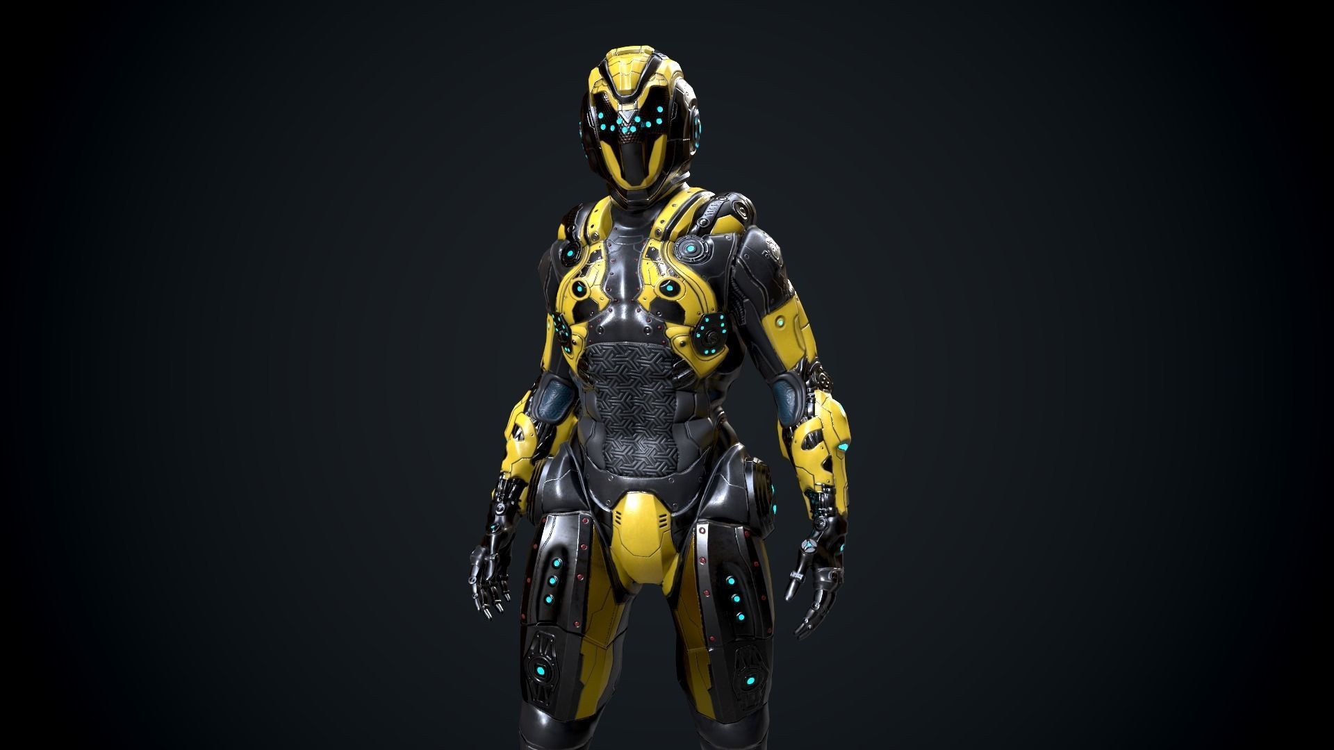 Cyborg Low-poly 3D model_4