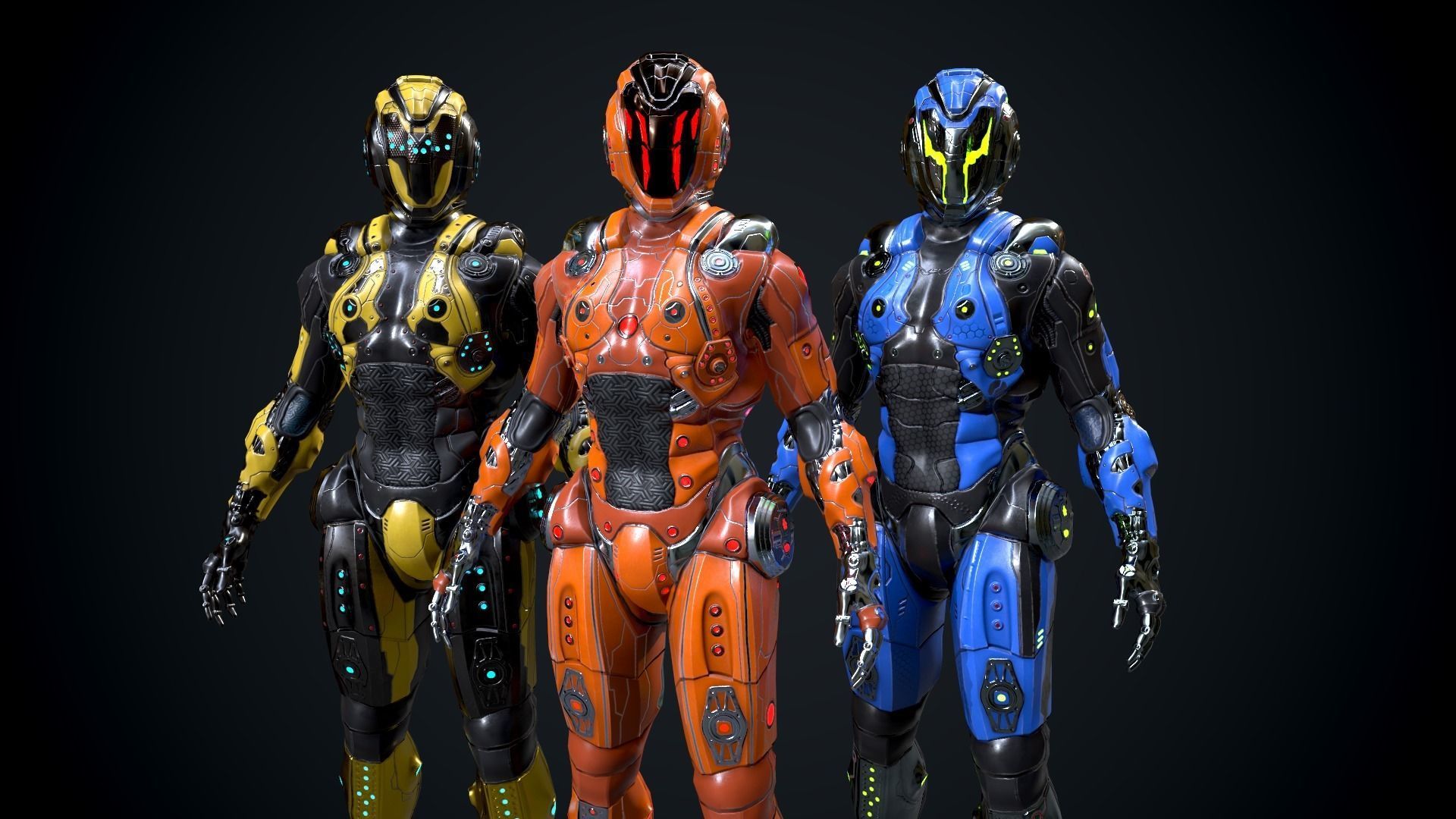 Cyborg Low-poly 3D model_10