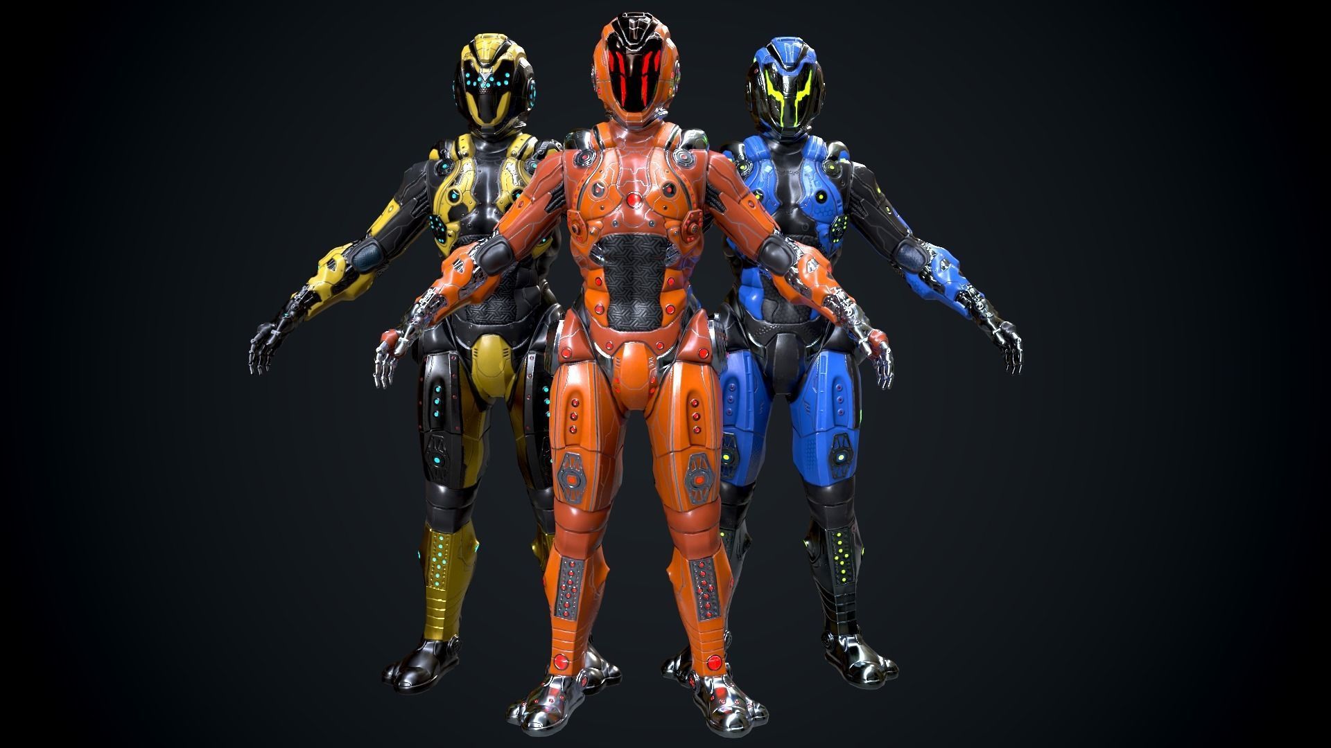 Cyborg Low-poly 3D model_11