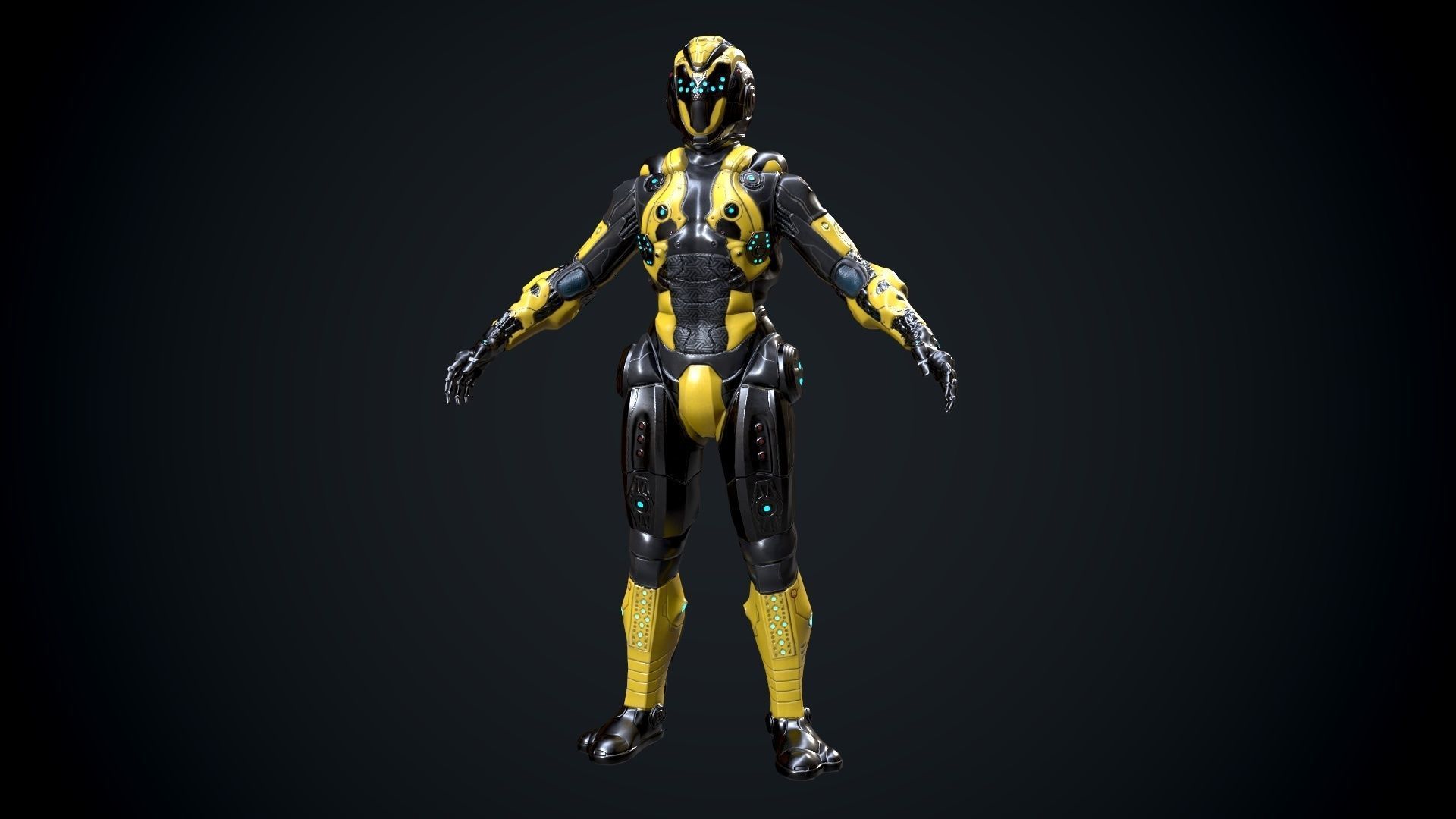 Cyborg Low-poly 3D model_8