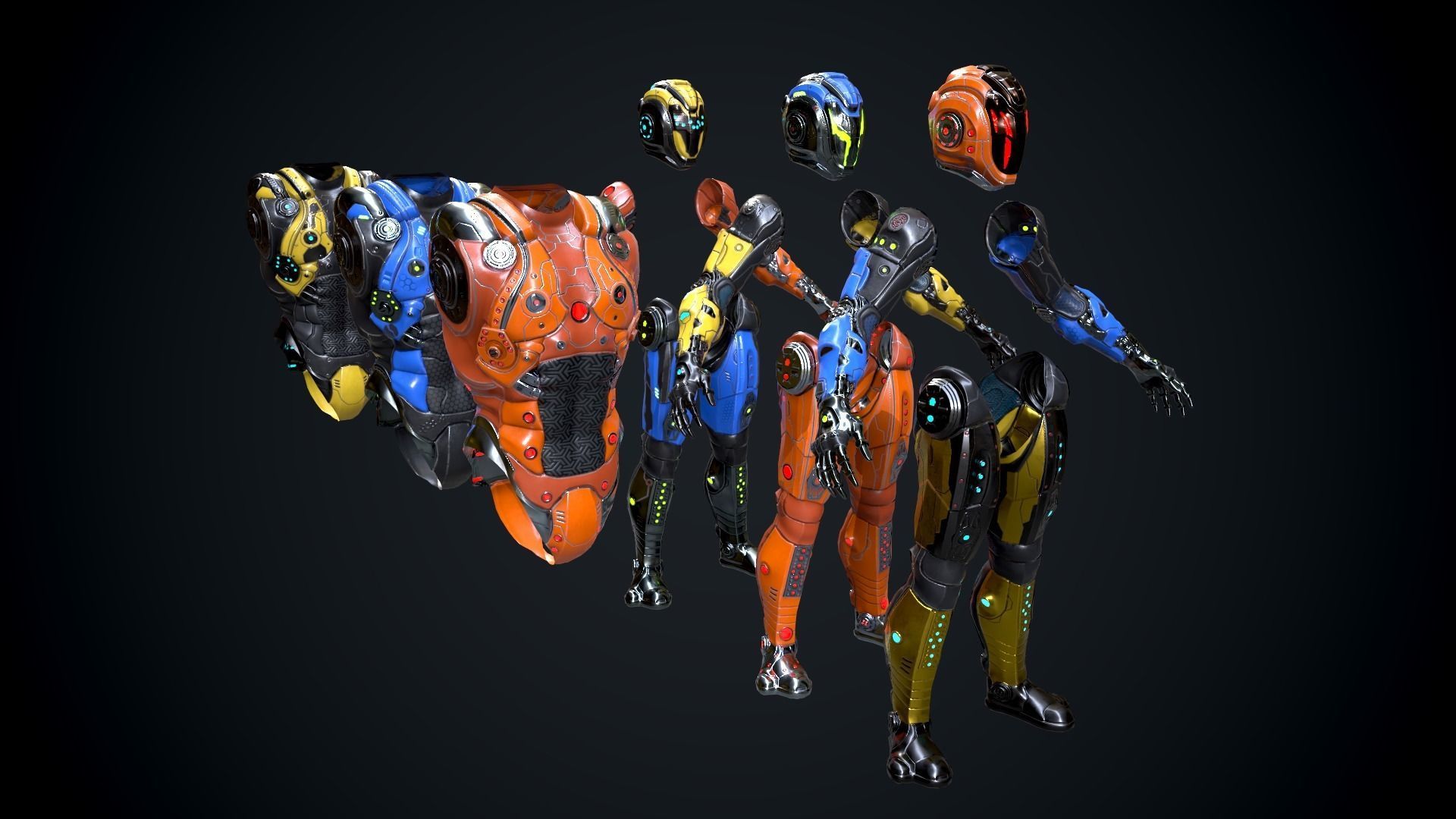 Cyborg Low-poly 3D model_24