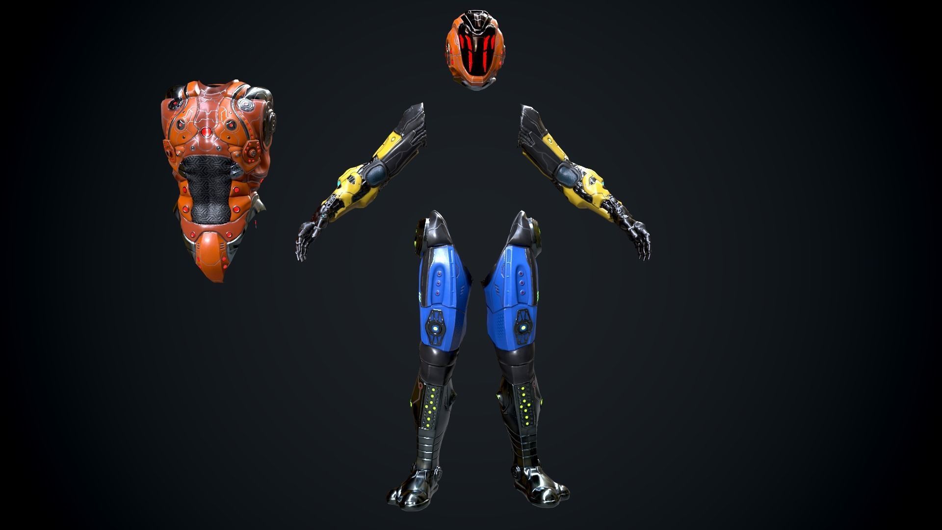 Cyborg Low-poly 3D model_20