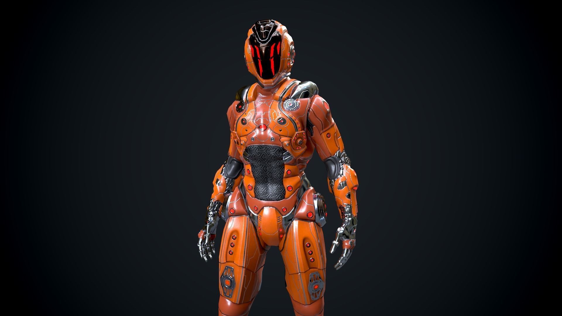 Cyborg Low-poly 3D model_5