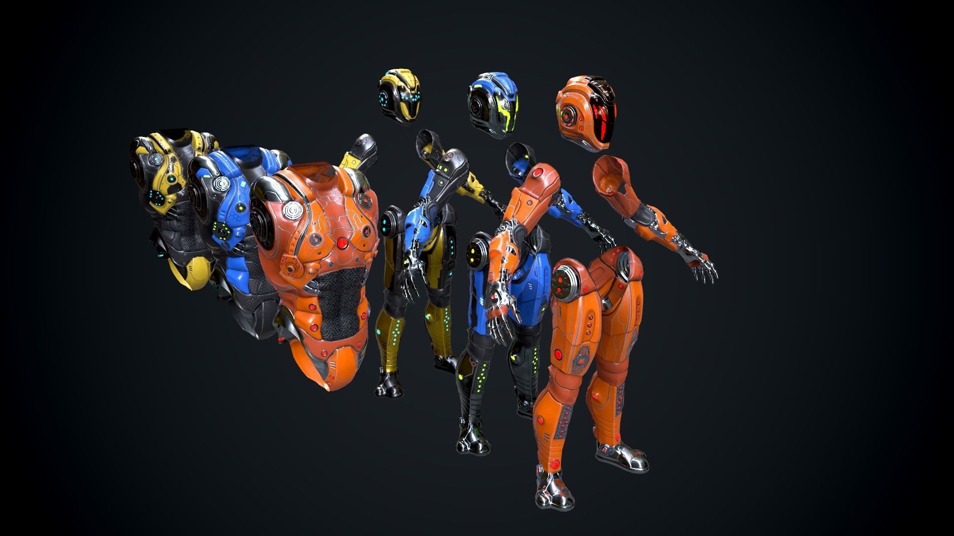 Cyborg Low-poly 3D model_22