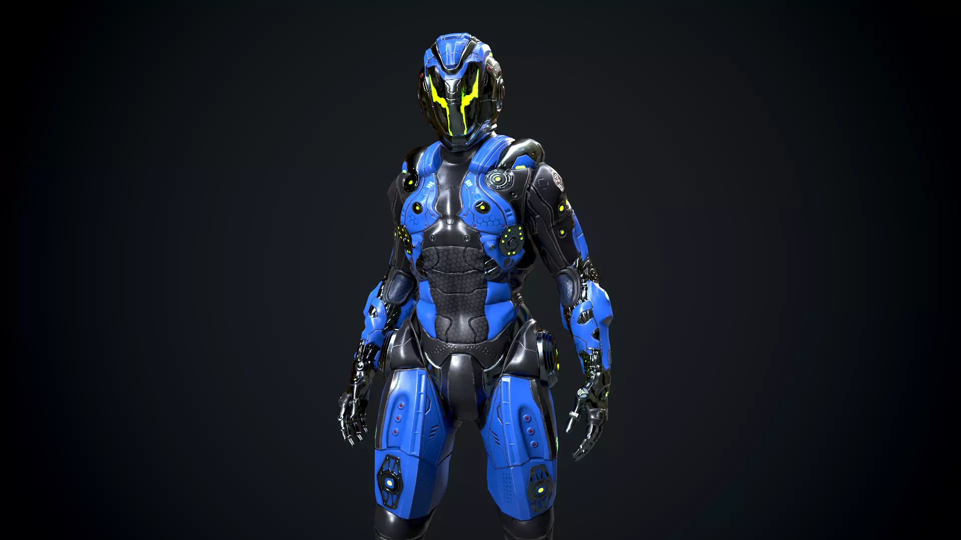 Cyborg Low-poly 3D model_0