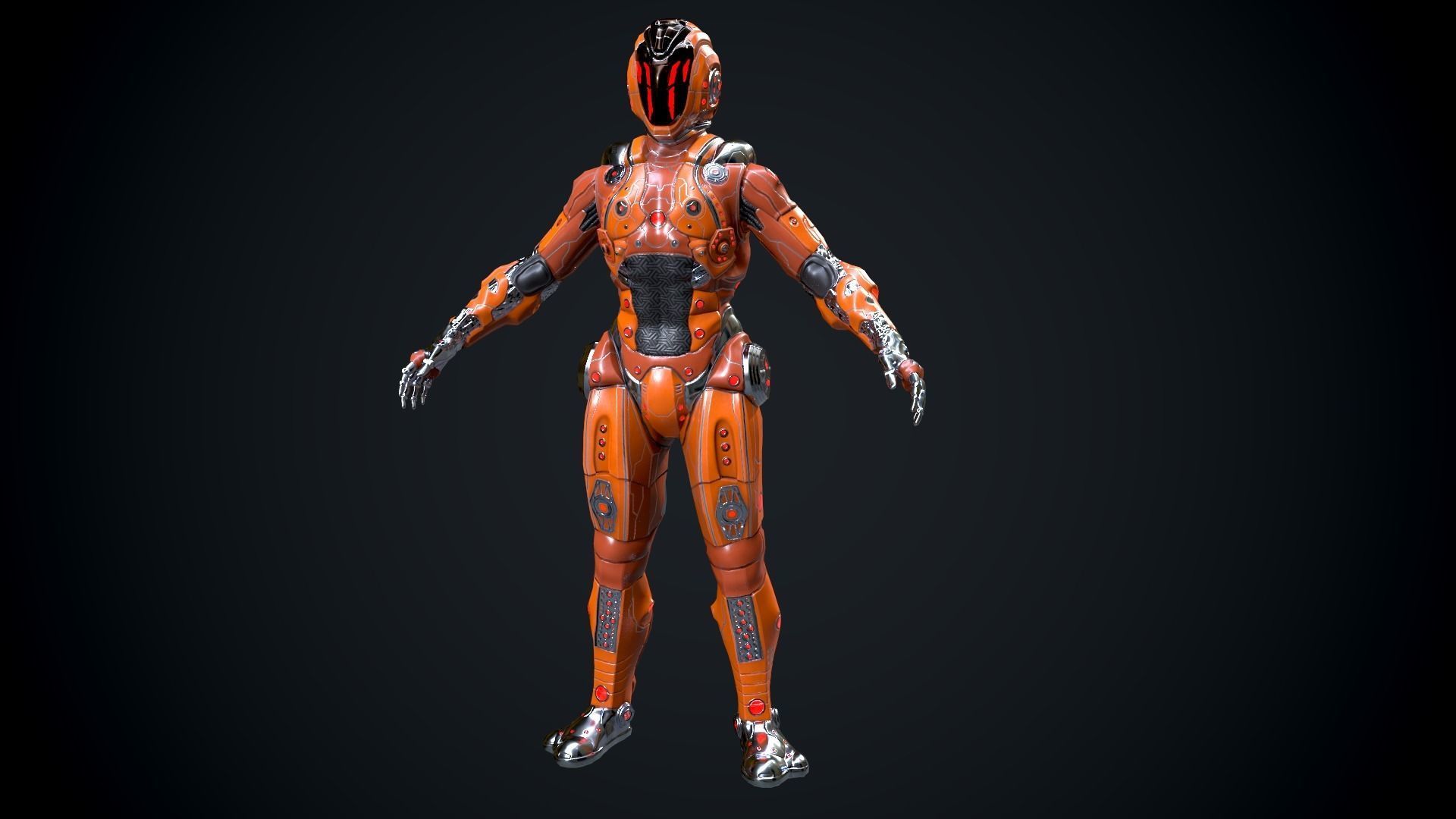 Cyborg Low-poly 3D model_6