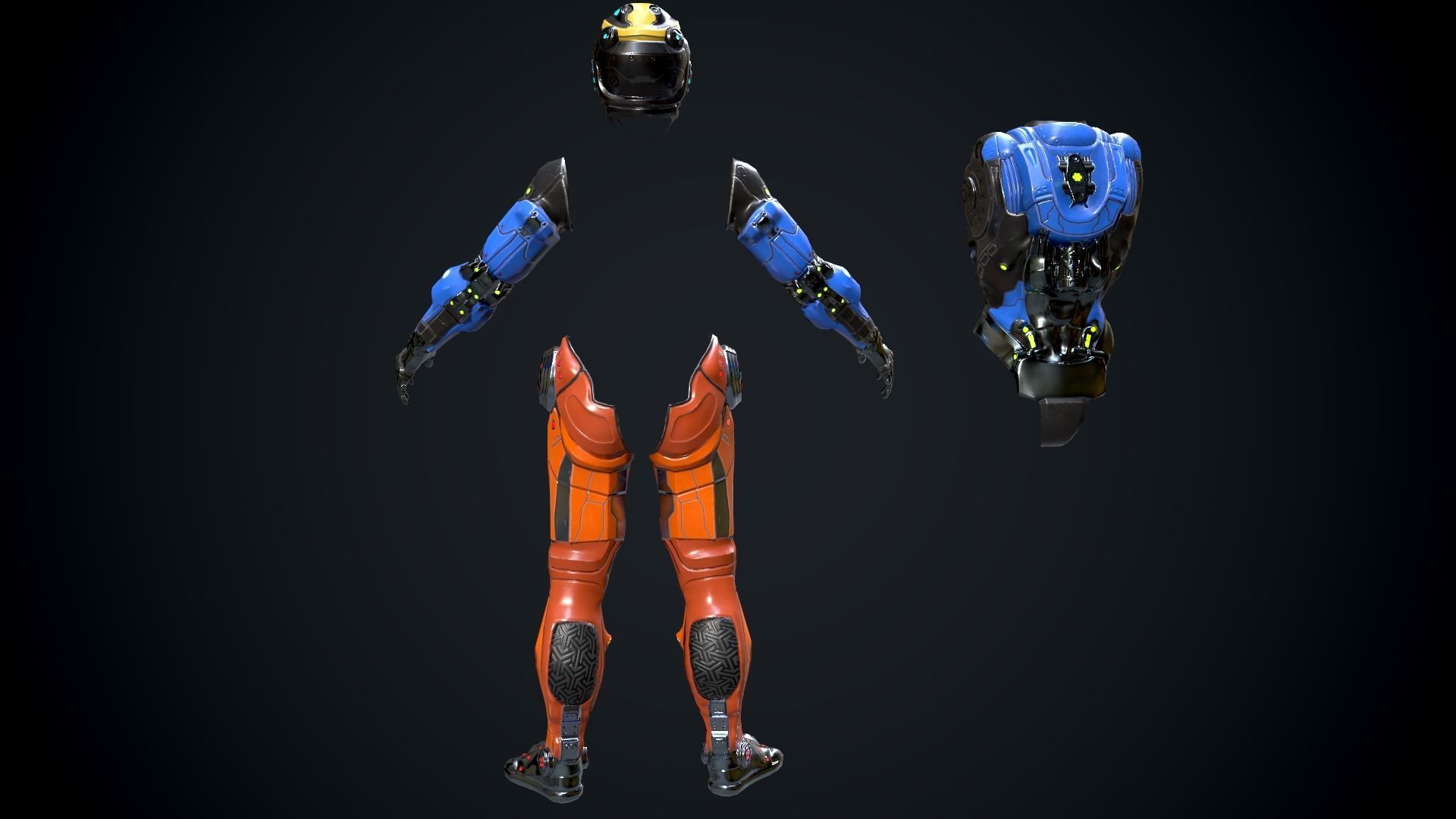 Cyborg Low-poly 3D model_32