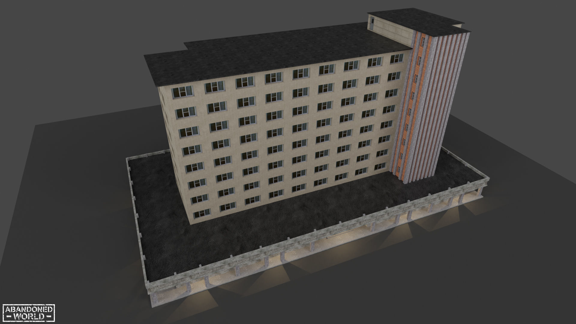 Industrial Building Low-poly 3D model_4