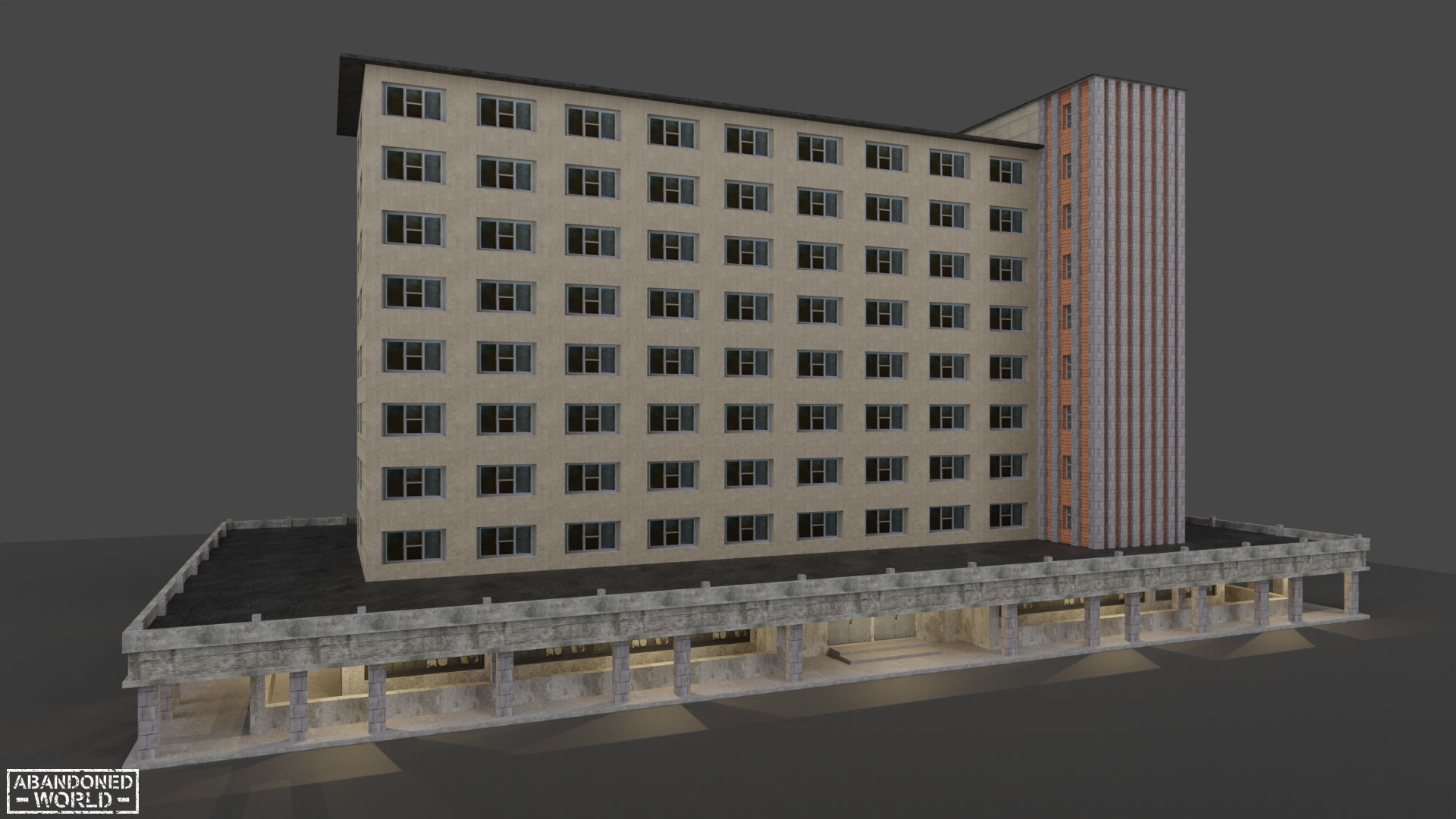 Industrial Building Low-poly 3D model_1