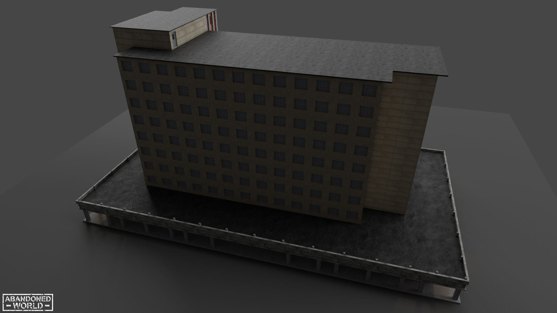 Industrial Building Low-poly 3D model_5