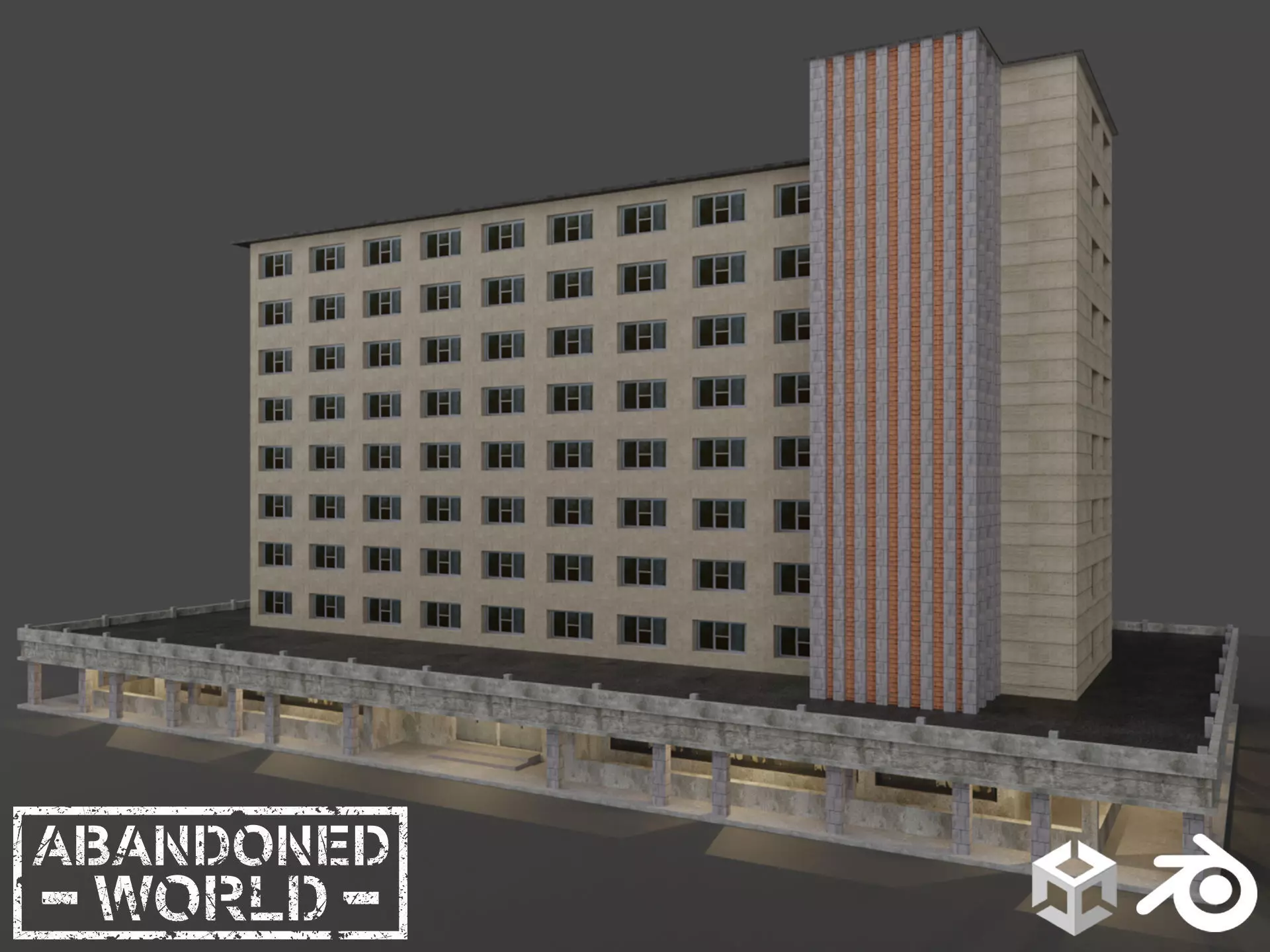 Industrial Building Low-poly 3D model_0