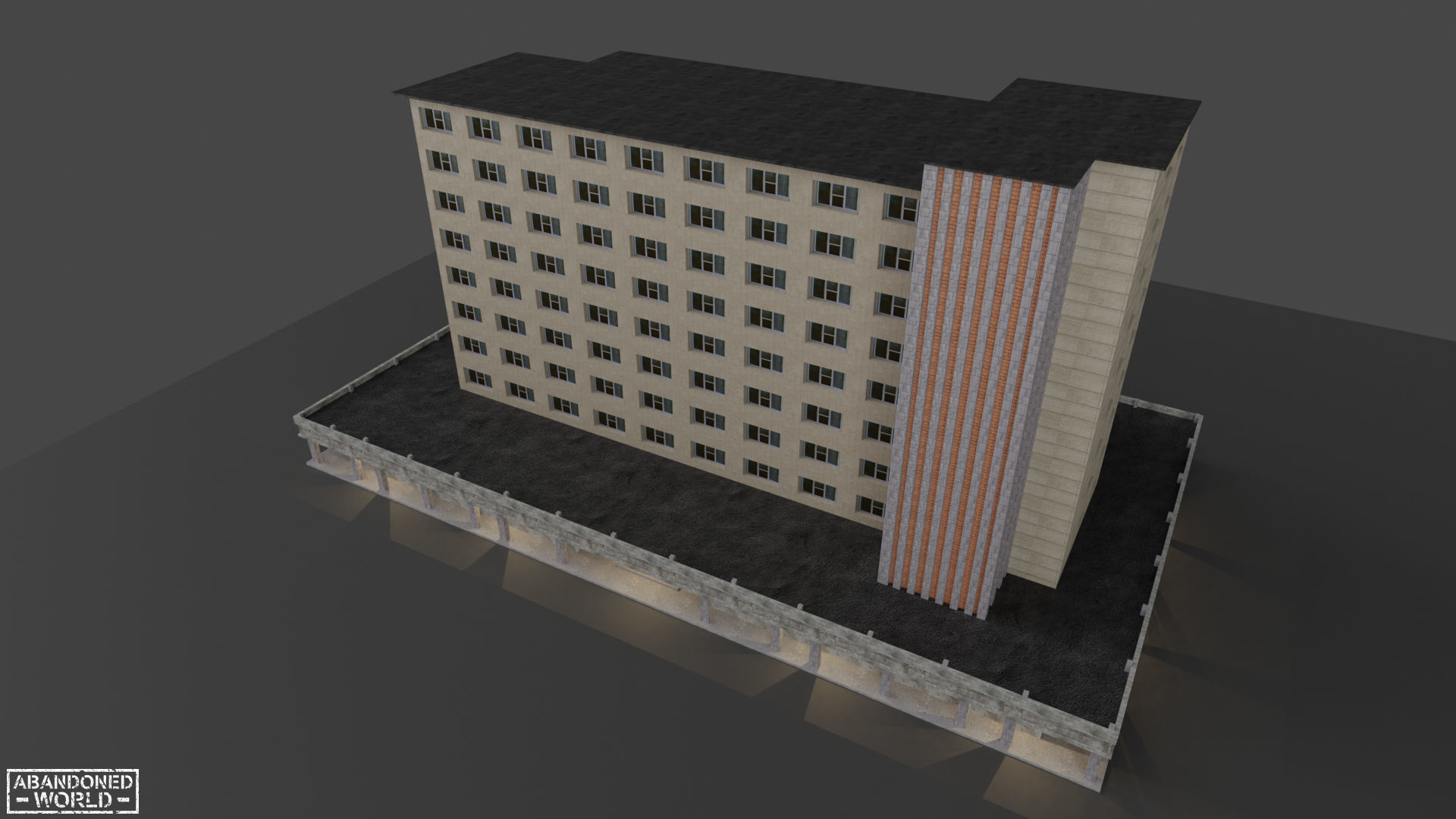 Industrial Building Low-poly 3D model_3