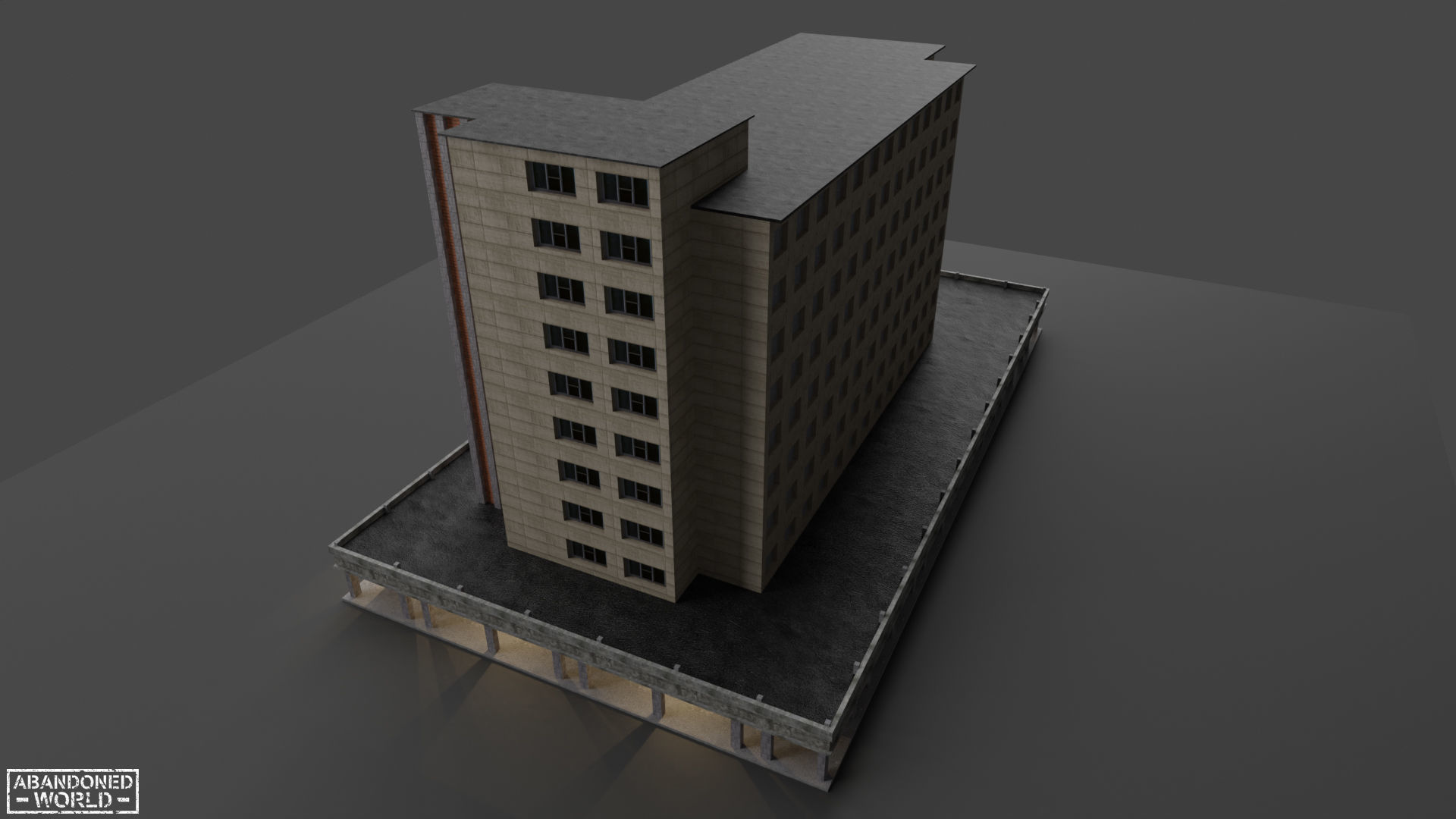 Industrial Building Low-poly 3D model_6