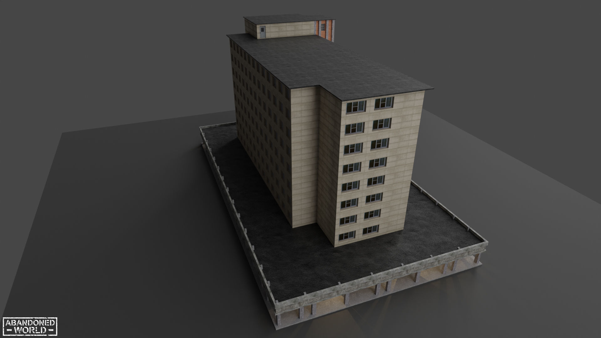 Industrial Building Low-poly 3D model_7