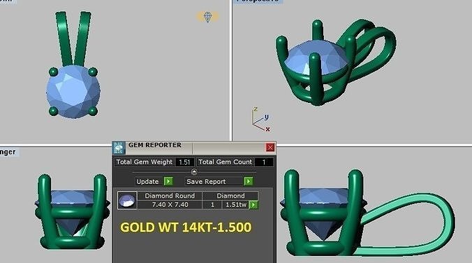 basket pendant set diamond 3D print model