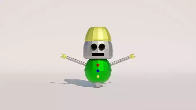 Low poly cartoon robot character 3D model