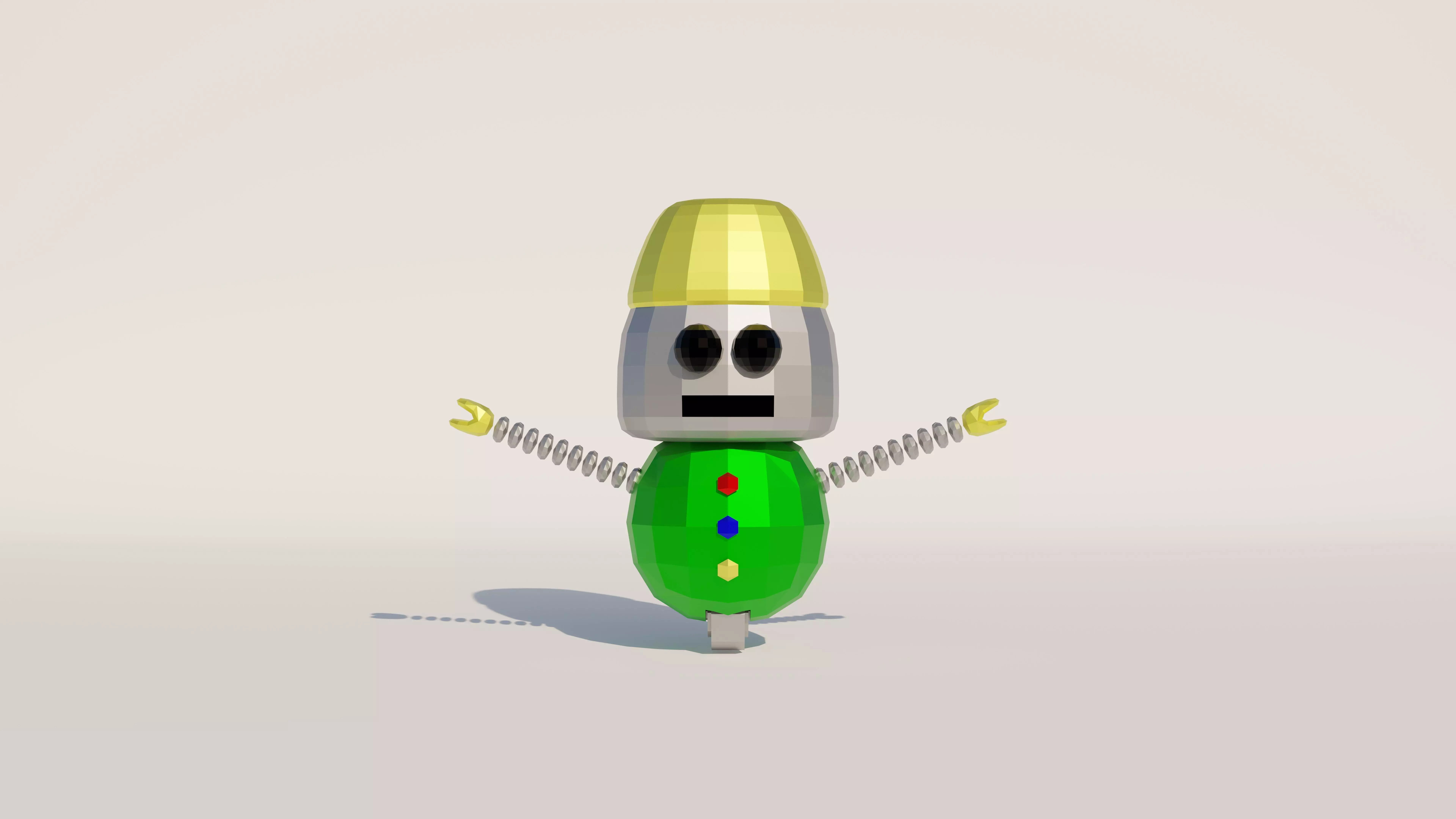 Low poly cartoon robot character 3D model
