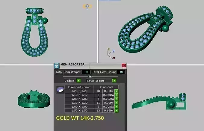 horseshoe pendant force set diamonds