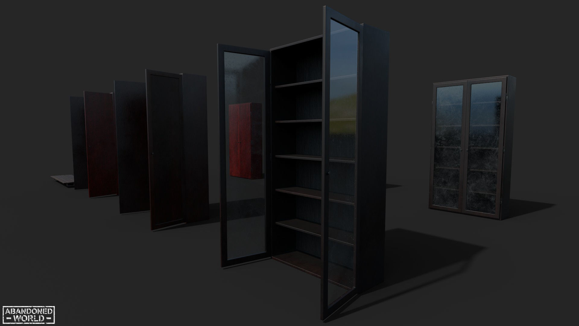 Set of Old Soviet Cabinets Low-poly 3D model_7
