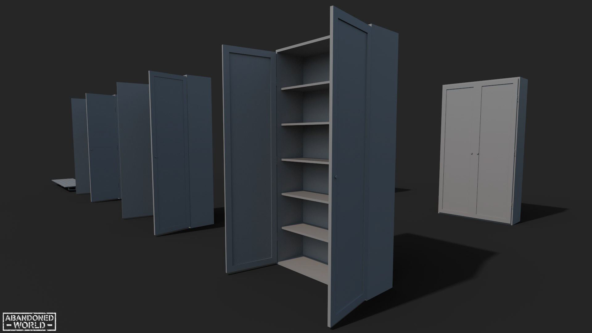 Set of Old Soviet Cabinets Low-poly 3D model_8