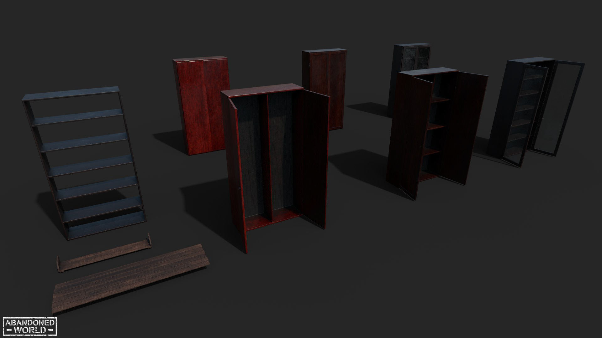 Set of Old Soviet Cabinets Low-poly 3D model_1