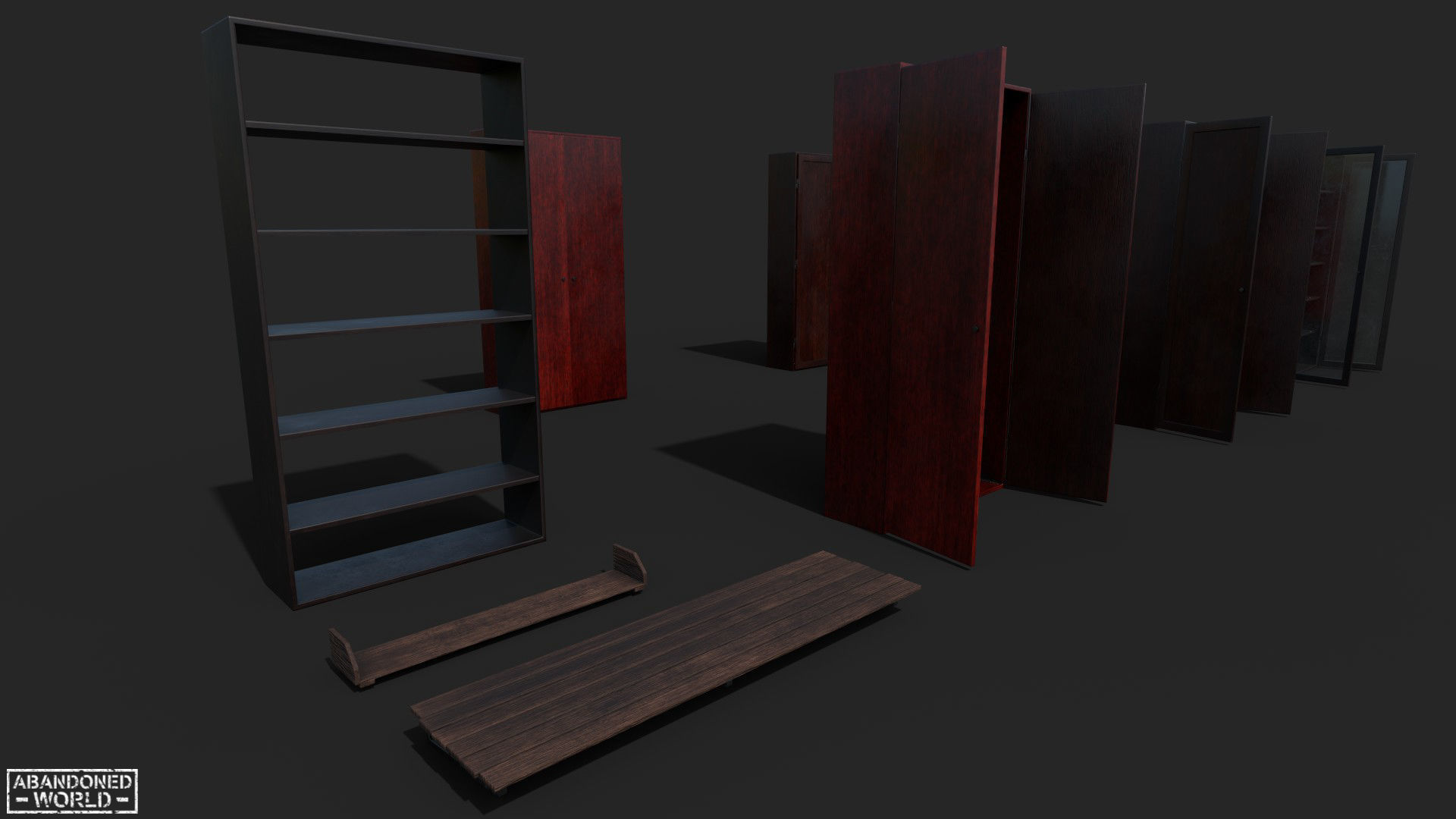 Set of Old Soviet Cabinets Low-poly 3D model_6