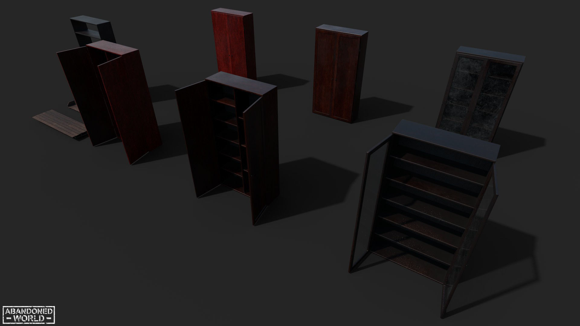 Set of Old Soviet Cabinets Low-poly 3D model_3