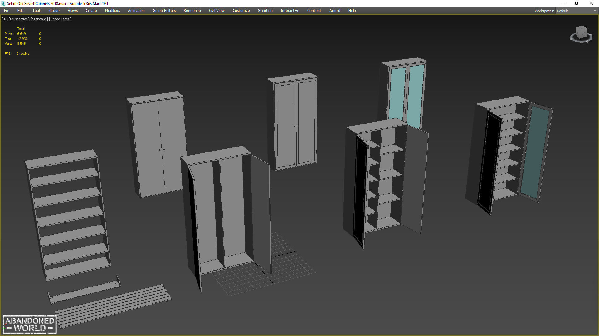 Set of Old Soviet Cabinets Low-poly 3D model_17