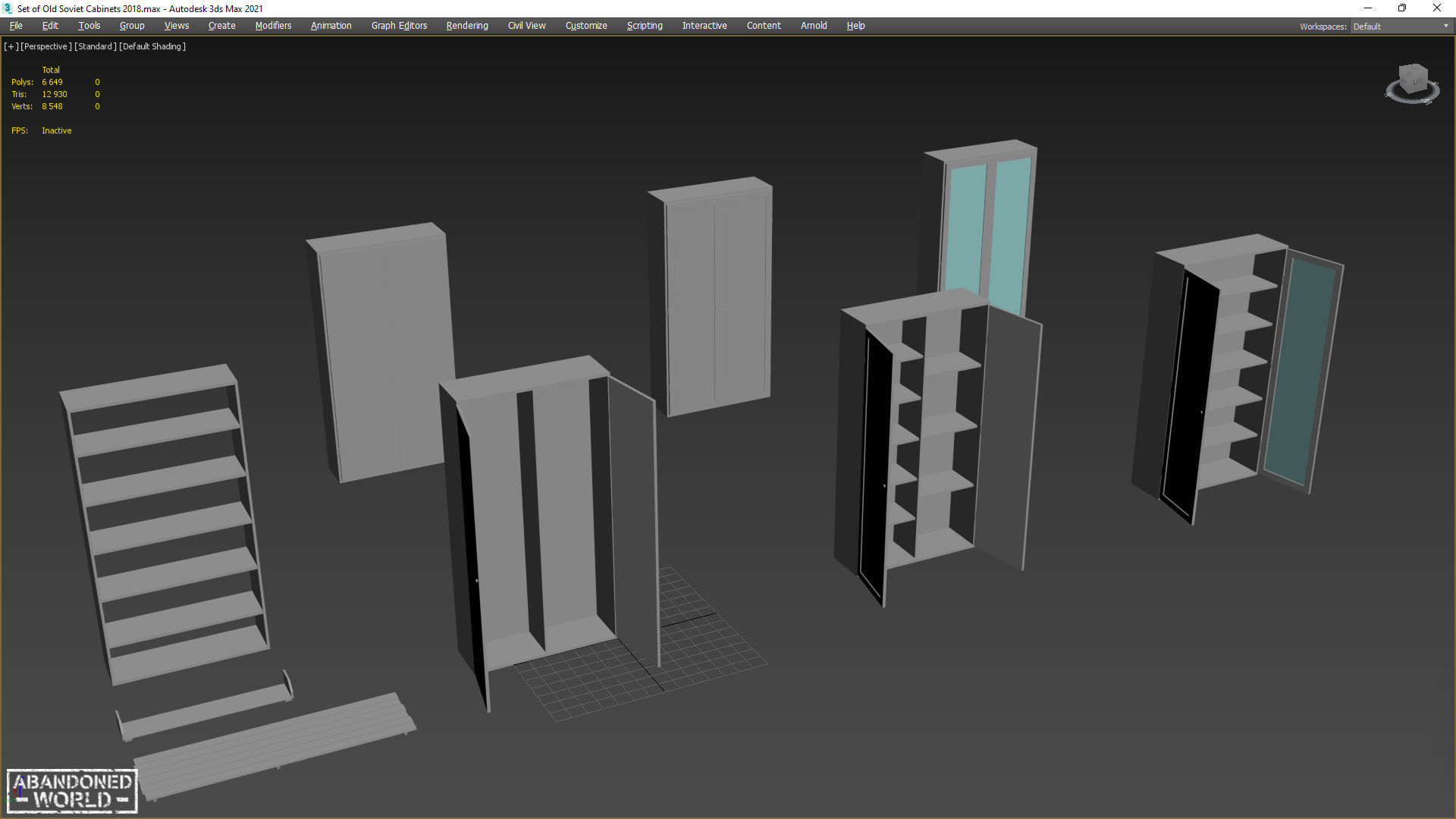 Set of Old Soviet Cabinets Low-poly 3D model_16