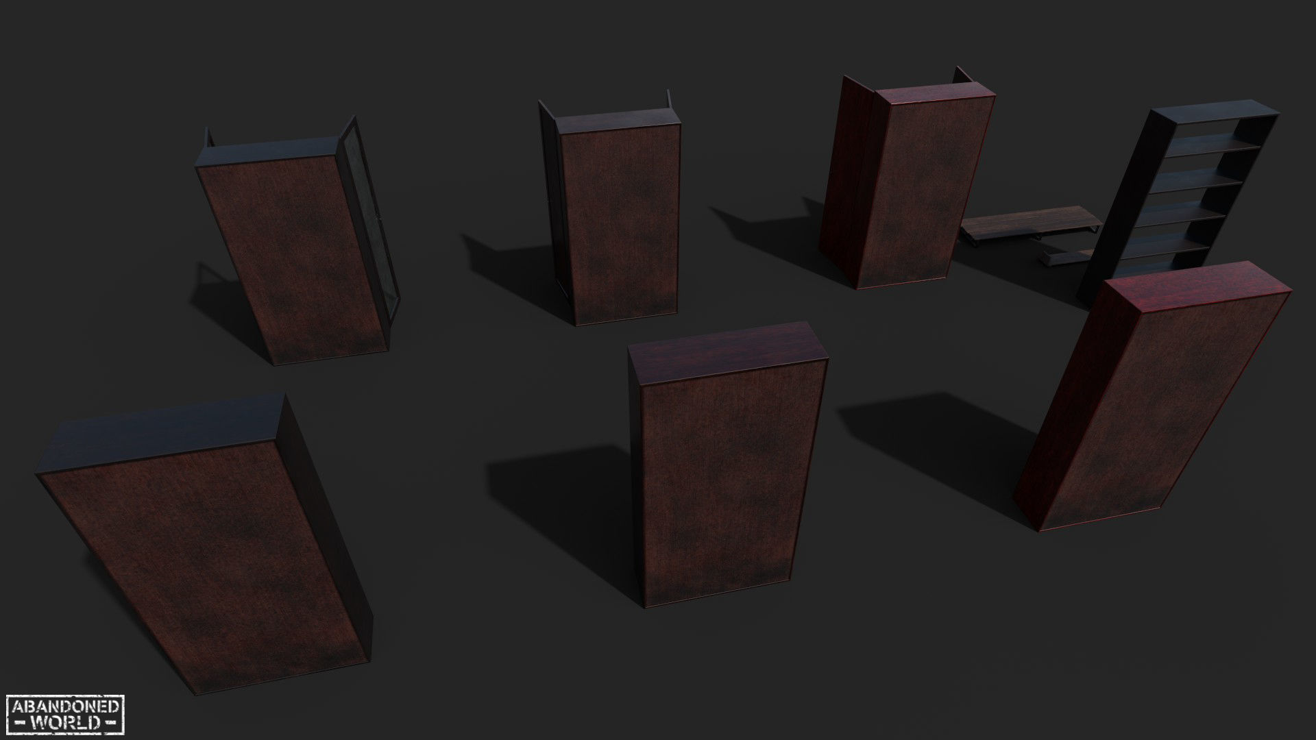 Set of Old Soviet Cabinets Low-poly 3D model_4