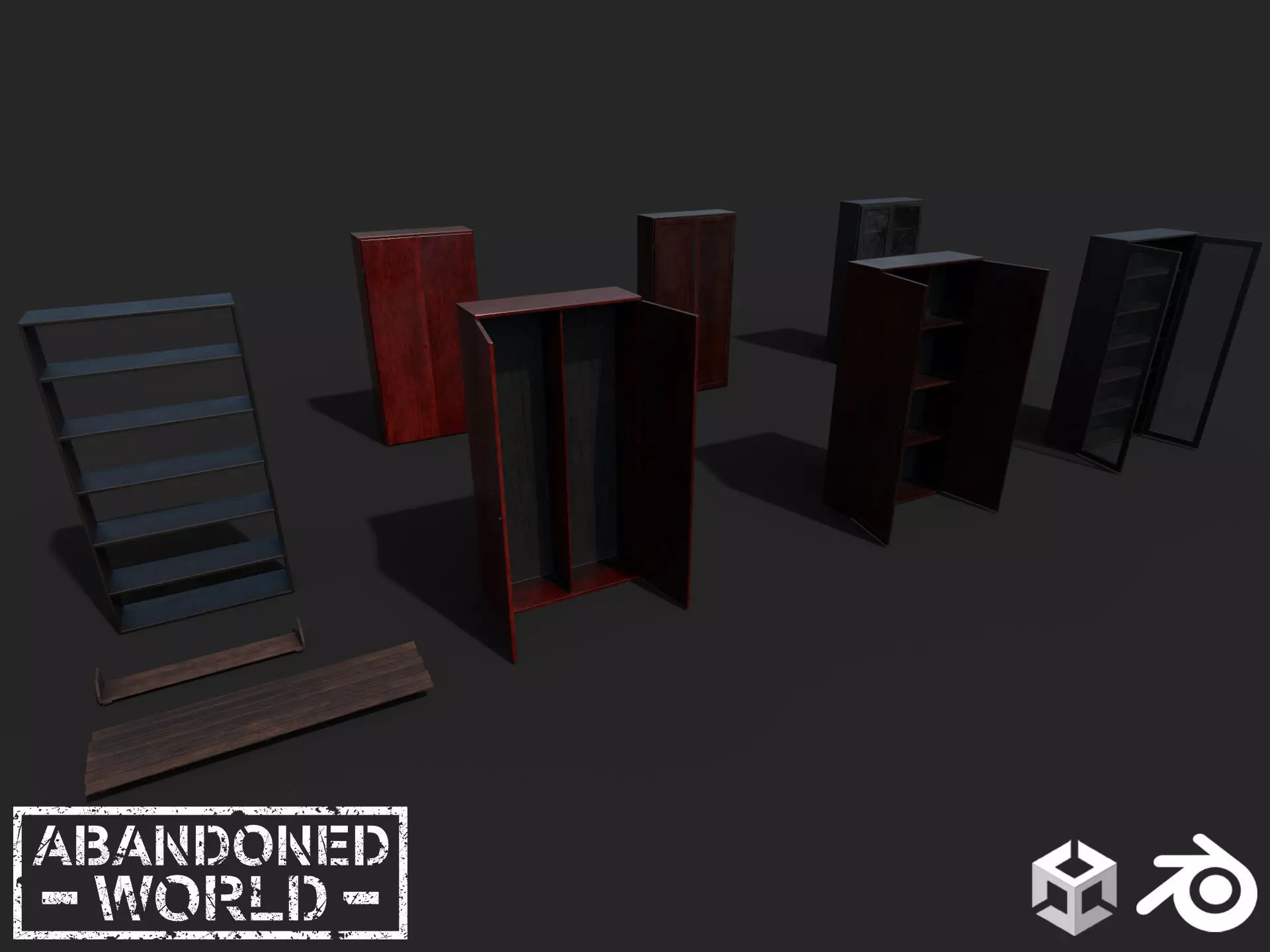 Set of Old Soviet Cabinets Low-poly 3D model_0