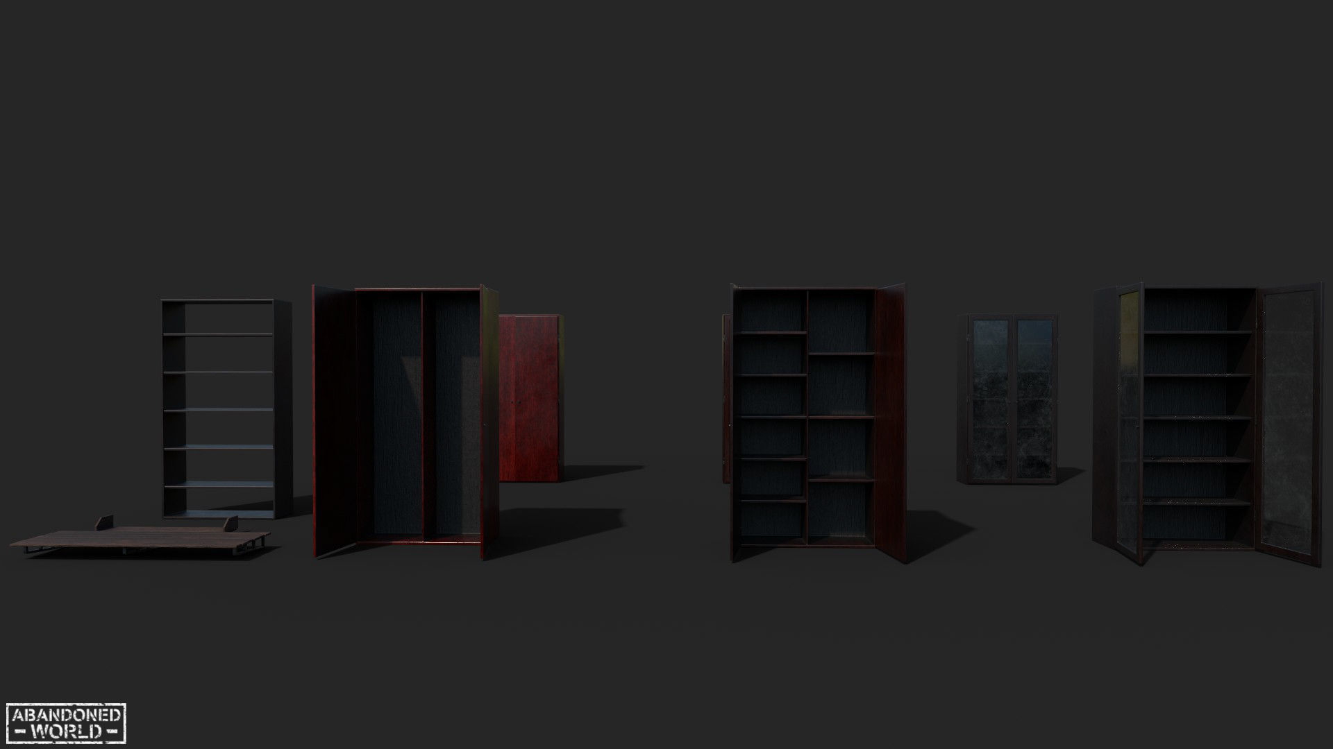 Set of Old Soviet Cabinets Low-poly 3D model_2