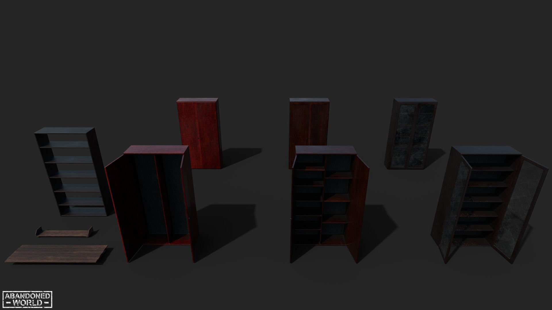 Set of Old Soviet Cabinets Low-poly 3D model_9