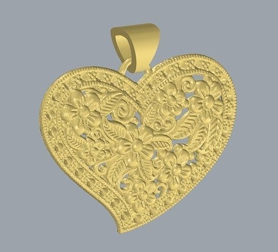 Heart Pendant beautiful fancy design scooped less weight 3D print model