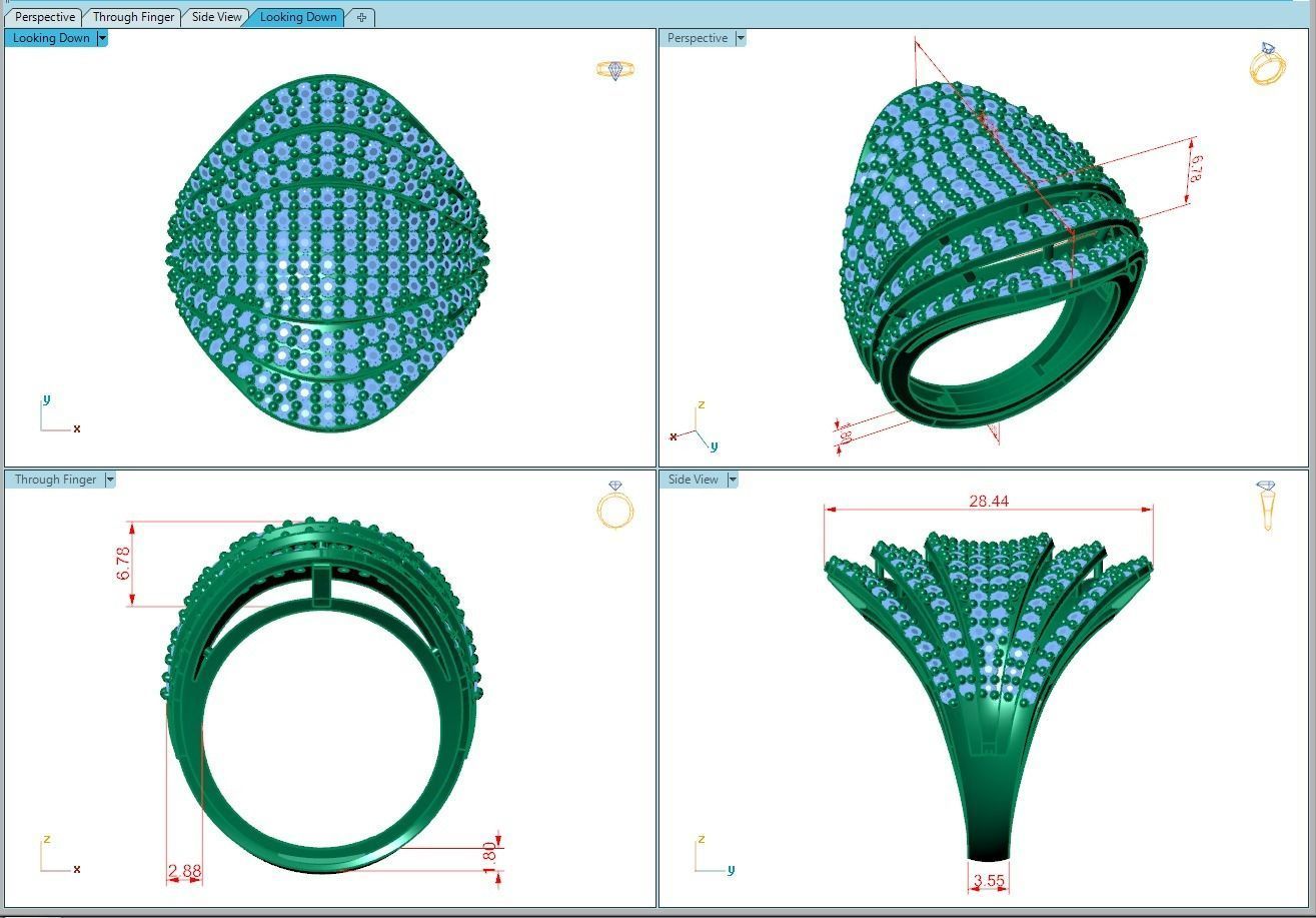 Ring379 elegant gold ring with diamonds 3D print model_4