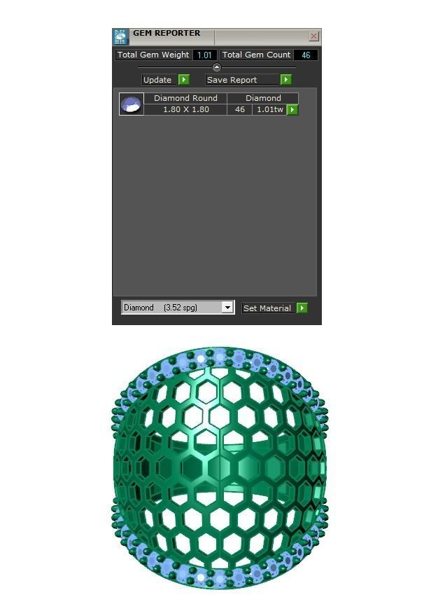 Ring380 honeycomb ring gold with diamonds 3D print model_5