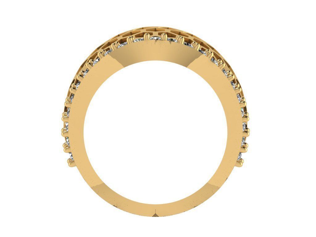 Ring380 honeycomb ring gold with diamonds 3D print model_2