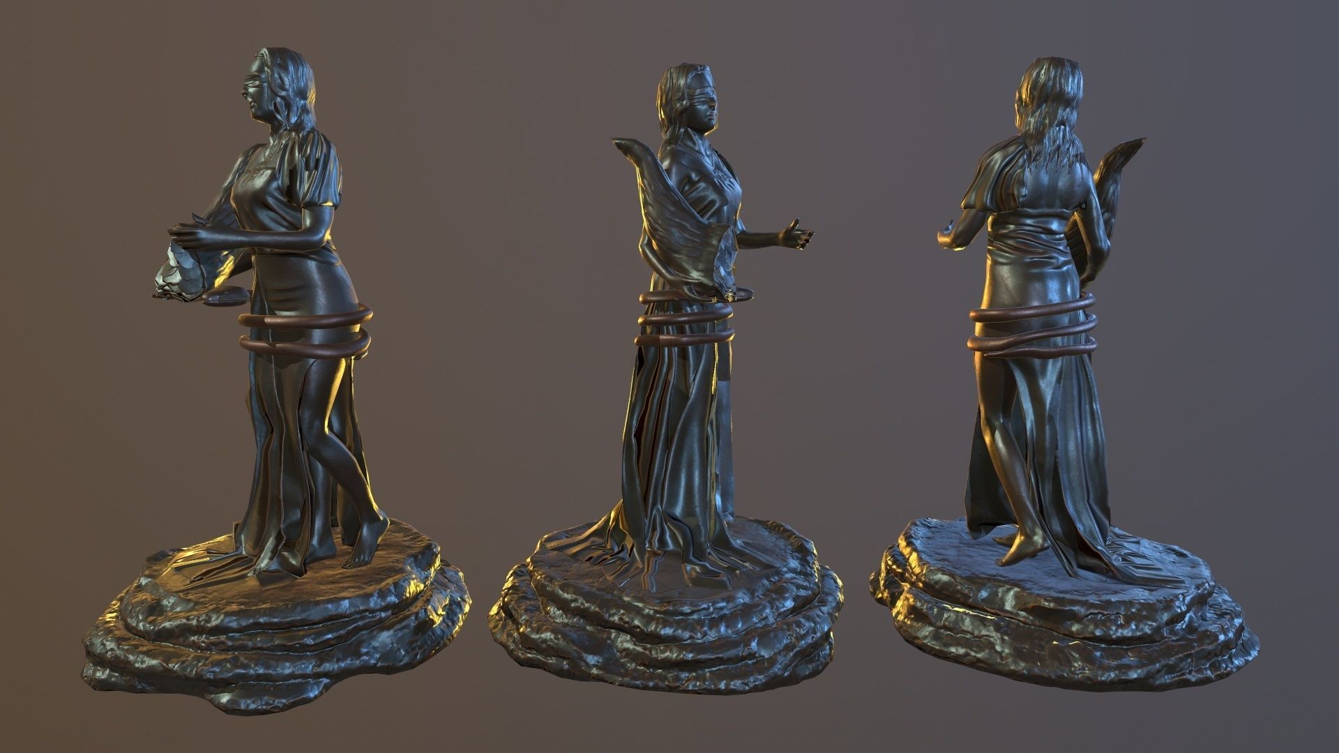FortunaStatue three bronze statues 3D model_5